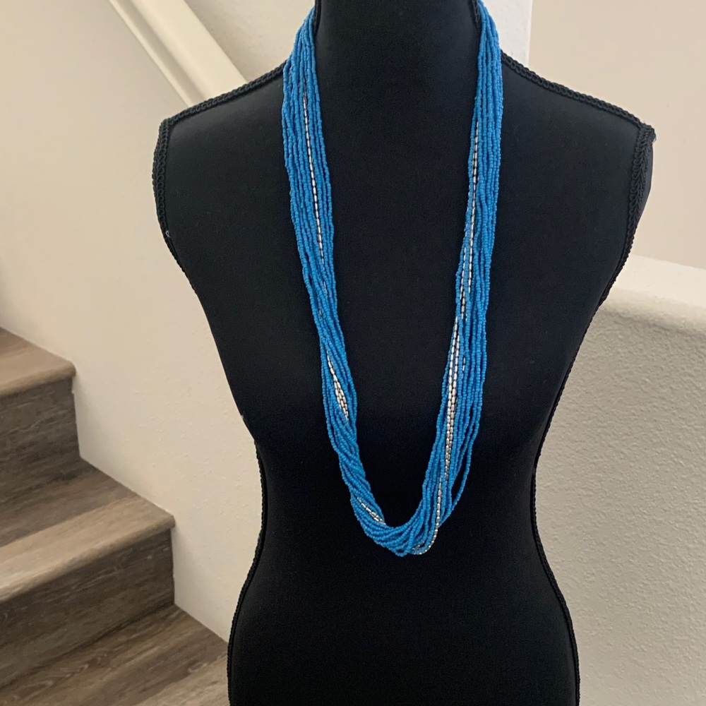 Target Blue Multi-Strand Silver Tone Necklace.